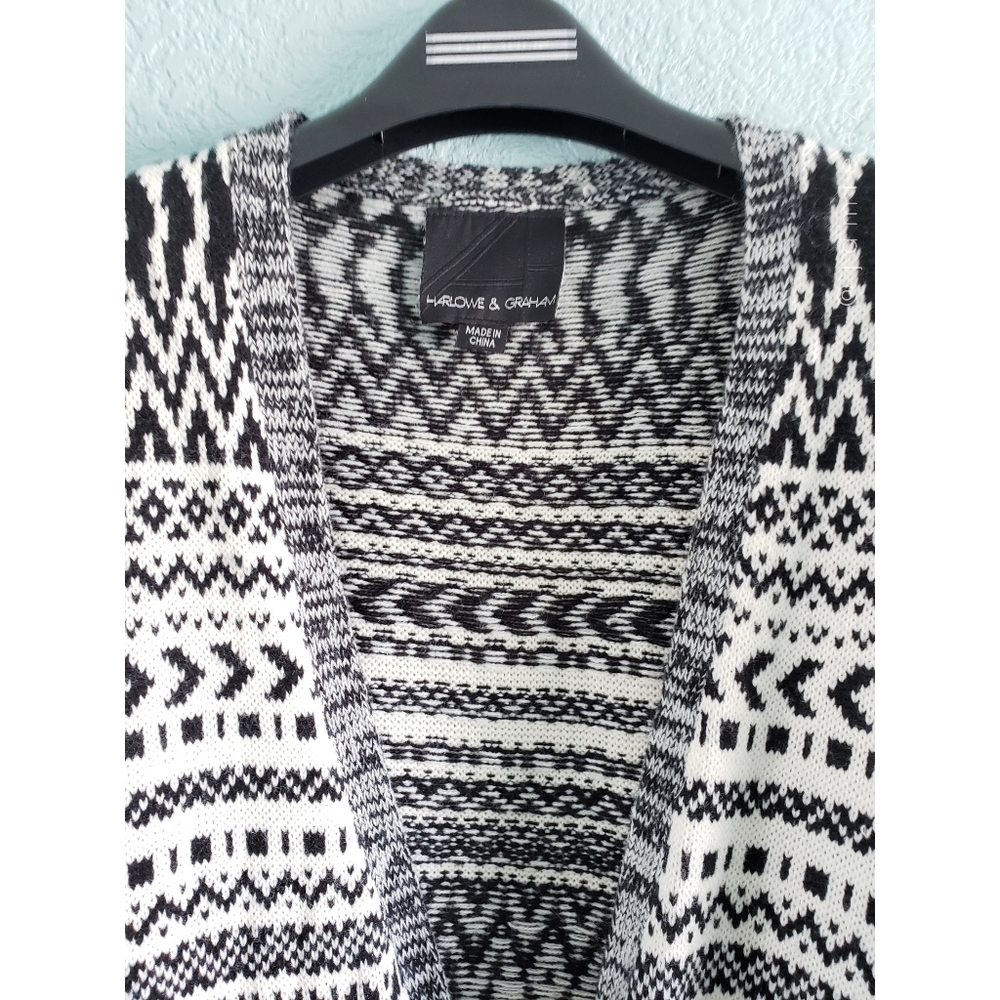 Harlowe & Graham | Fringe Trim Open Front Cardigan - Picture 3 of 9